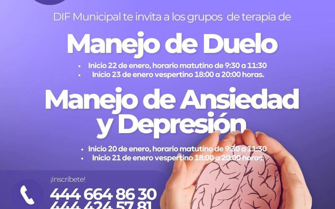 DIF Municipal invita a participar en grupos de terapia para el manejo del duelo o de ansiedad y depresión