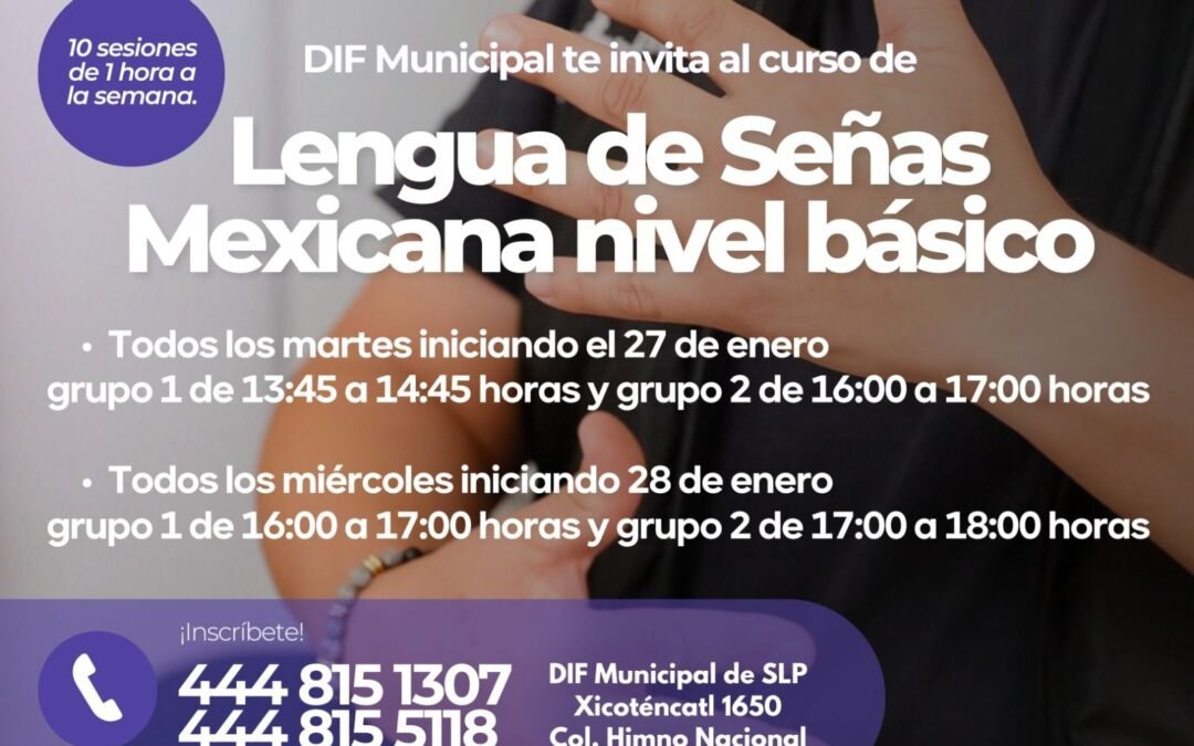 DIF Municipal invita al curso básico de Lengua de Señas Mexicana
