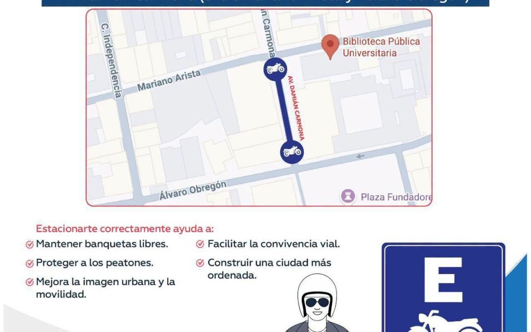 Invita Gobierno de la Capital a usar correctamente estacionamientos exclusivos para motos
